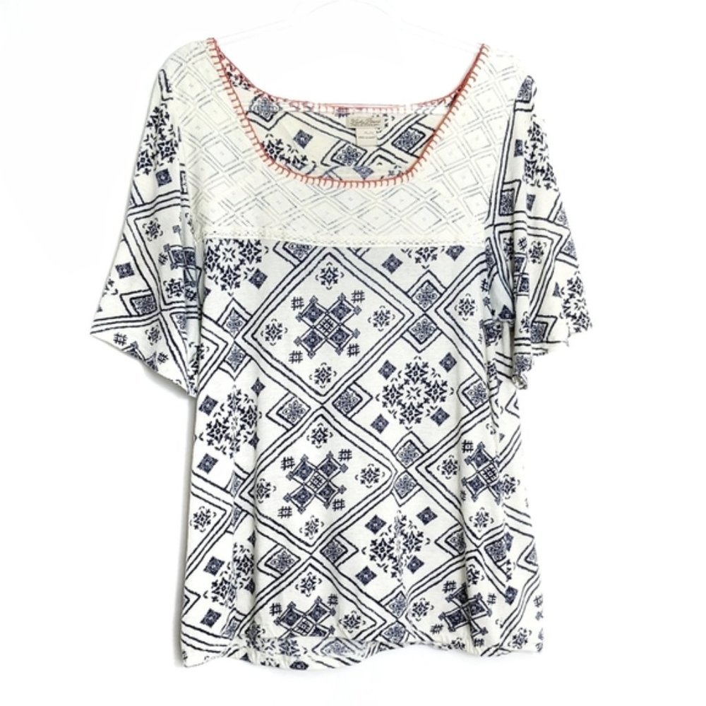 Lucky Brand • Lace Yoke Printed Top